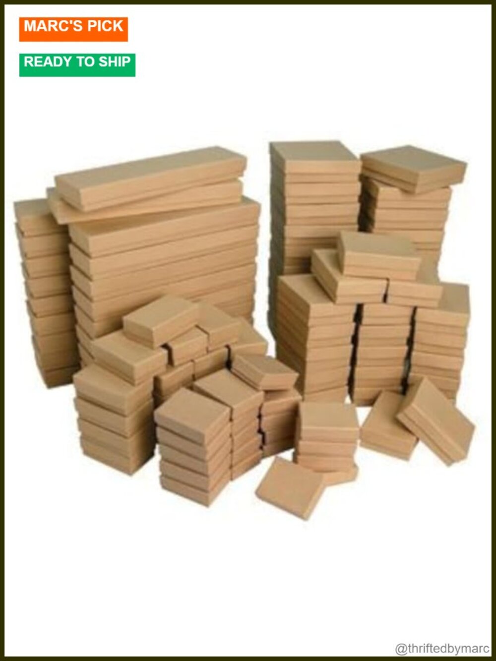 50 Kraft Cotton Filled Jewelry Gift Boxes Set Storage Packaging